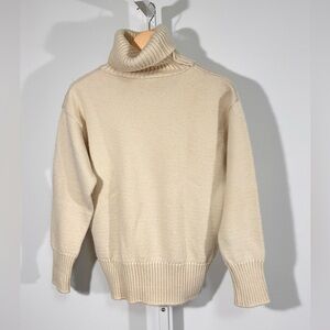 Icelandic Wool Turtleneck Sweater Minimalist Cream Norsewear fisherman small